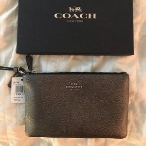 Coach Metallic Leather Wristlet
